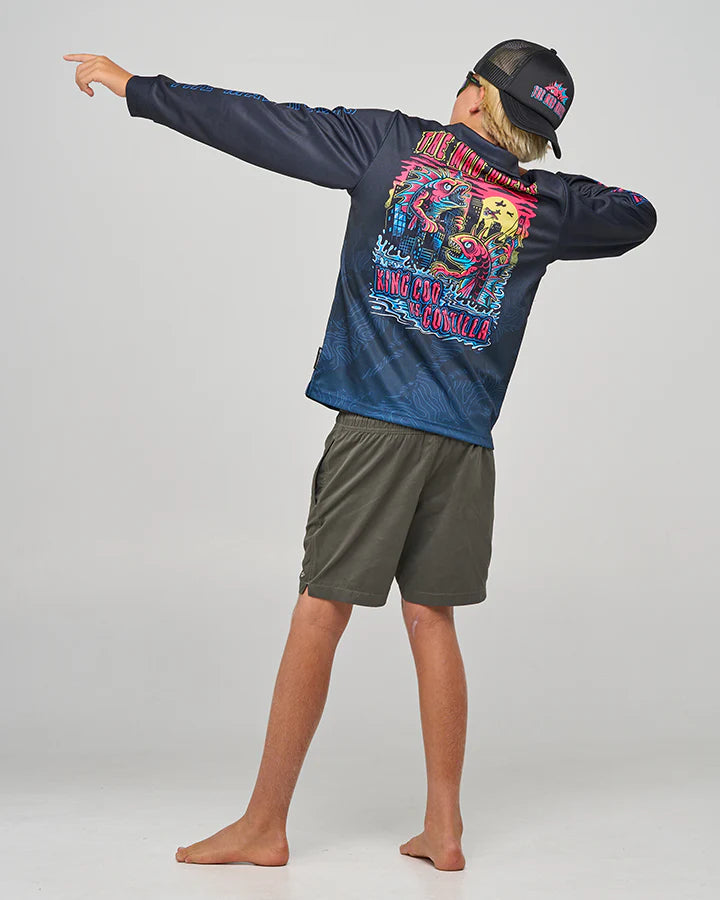 Mad Hueys King Cod Godzilla Youth UPF 50+ Fishing Jersey