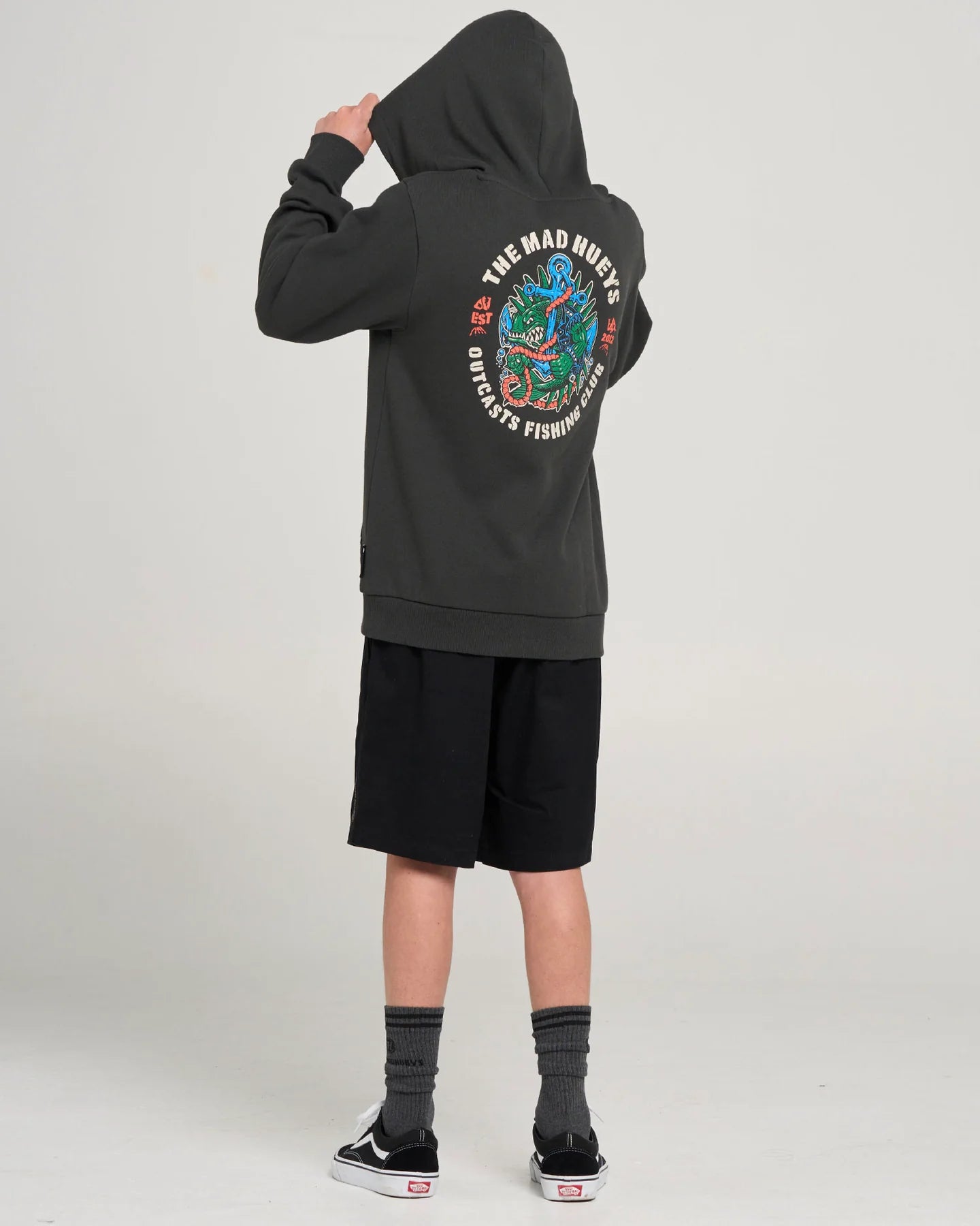 Mad Hueys Outcasts Hooded Pullover Vintage Black