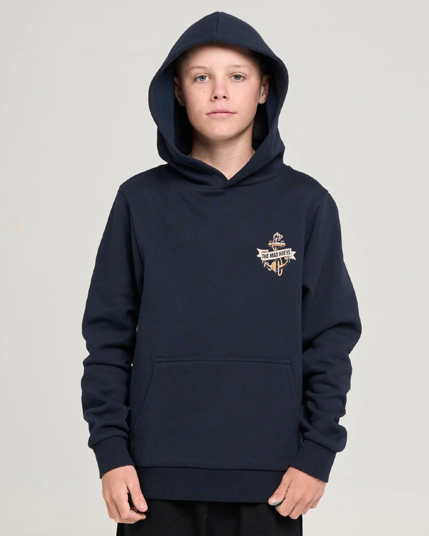 Mad Hueys Flame Anchor Hooded Pullover Navy