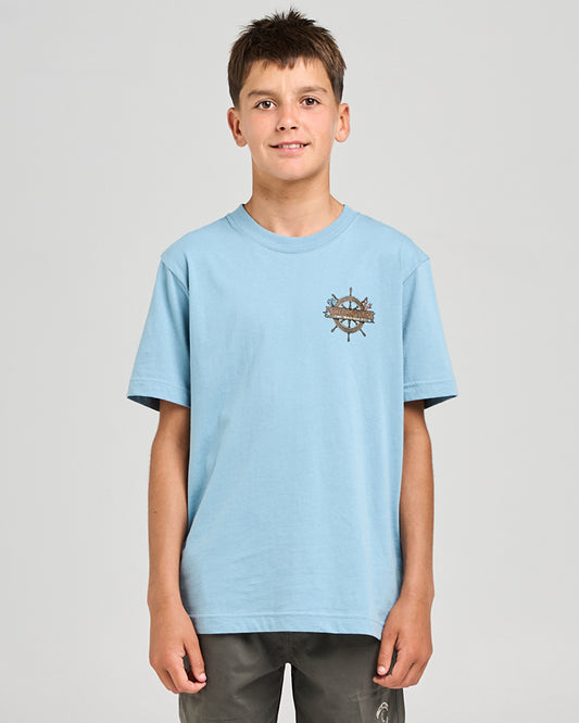 Mad Hueys The Sea Captain Tee Steel Blue
