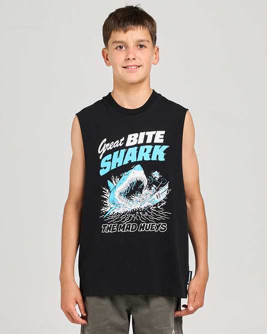 Mad Hueys Great Bite Shark Muscle Tee Black