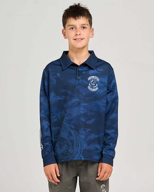 Mad Hueys Fishing Jersey Sailor Anchor UPF 50+ Long Sleeve Navy