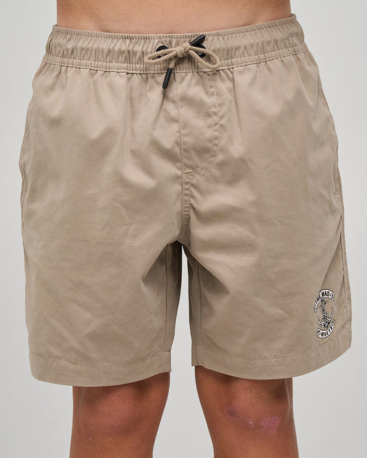 Mad Hueys Skull Anchor Swim Volley Short Taupe