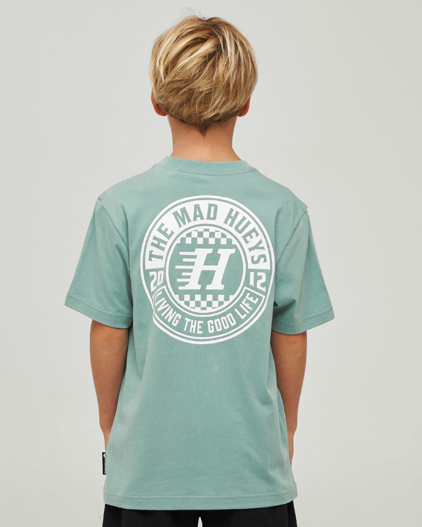 Mad Hueys Checker Hueys Tee Seafoam