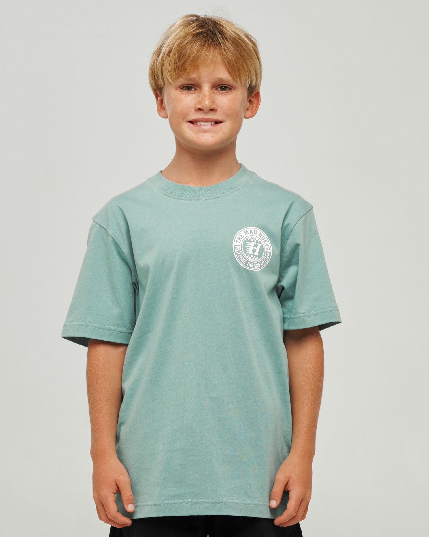 Mad Hueys Checker Hueys Tee Seafoam