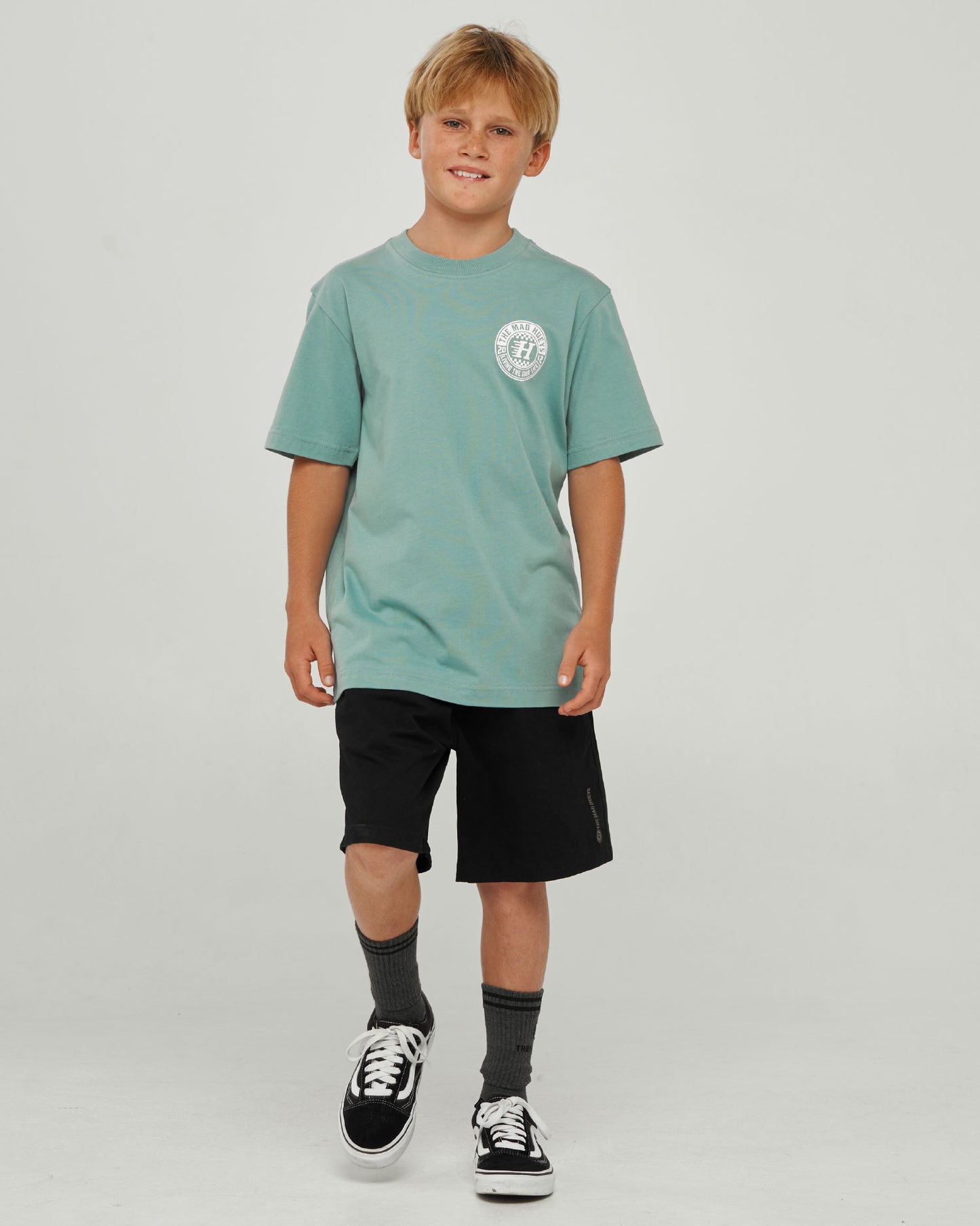 Mad Hueys Checker Hueys Tee Seafoam