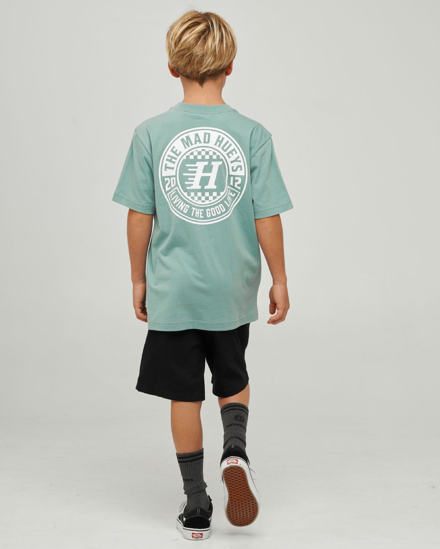 Mad Hueys Checker Hueys Tee Seafoam