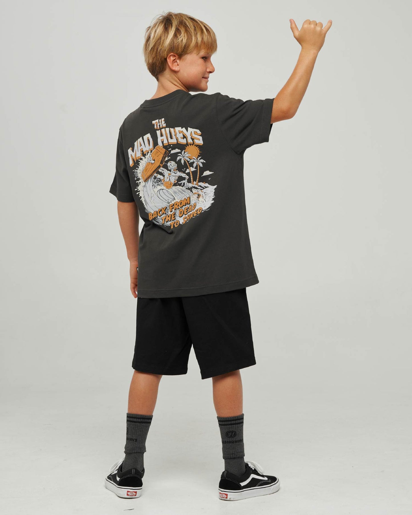 Mad Hueys Shred Dead Tee Vintage Black