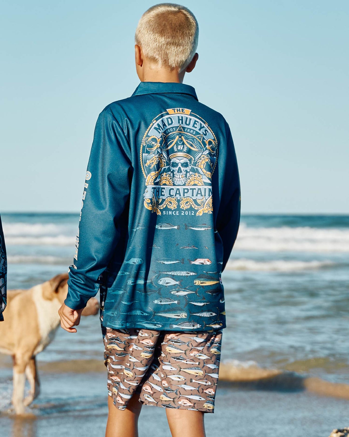 Mad Hueys Dragon Captain Youth UPF 50+ Fishing Jersey Navy