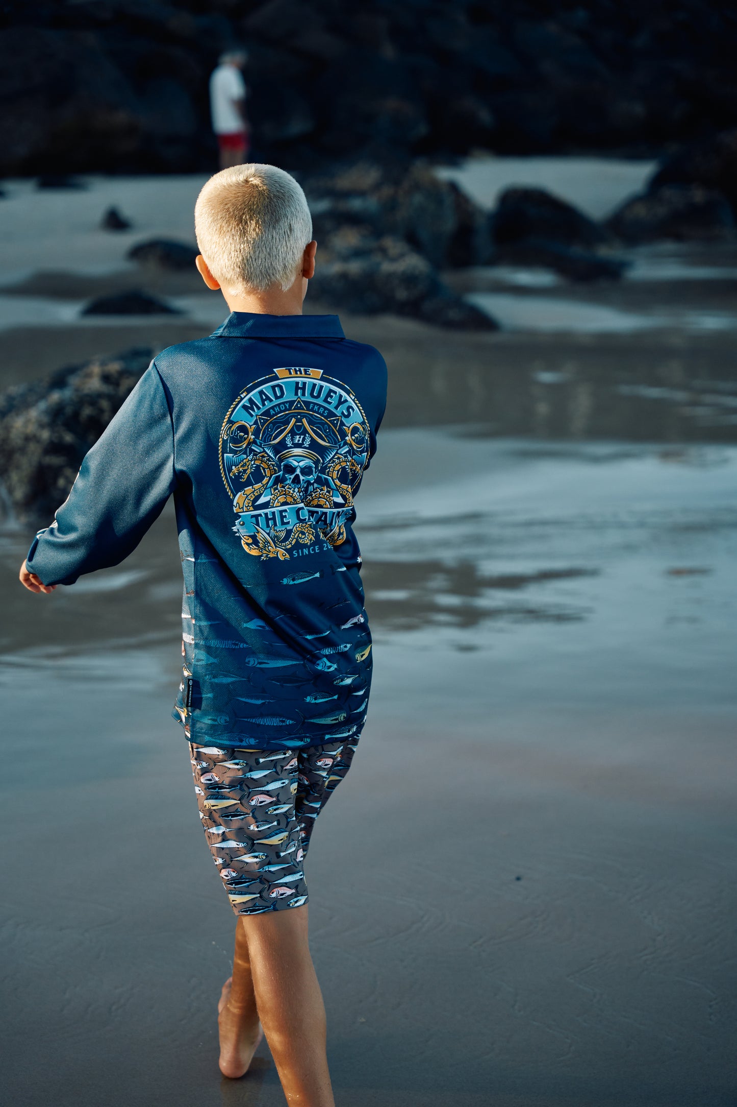 Mad Hueys Dragon Captain Youth UPF 50+ Fishing Jersey Navy