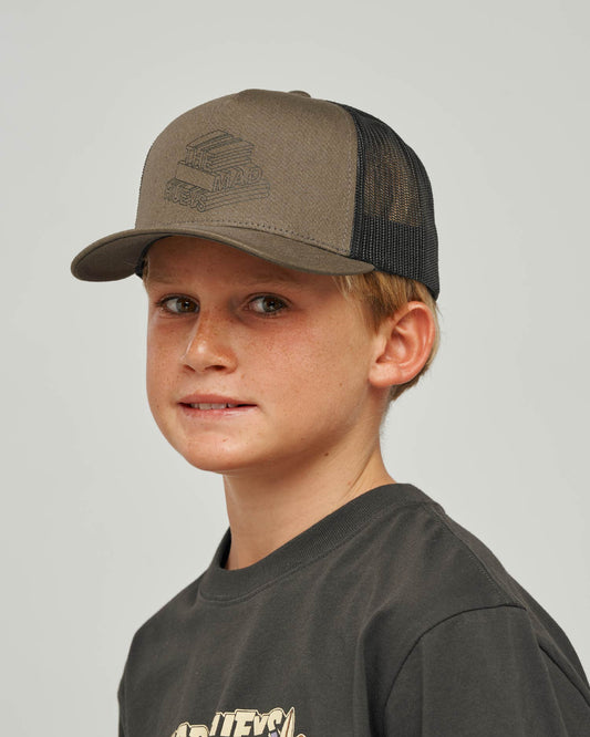 Mad Hueys Letter Twill Trucker Cap Olive