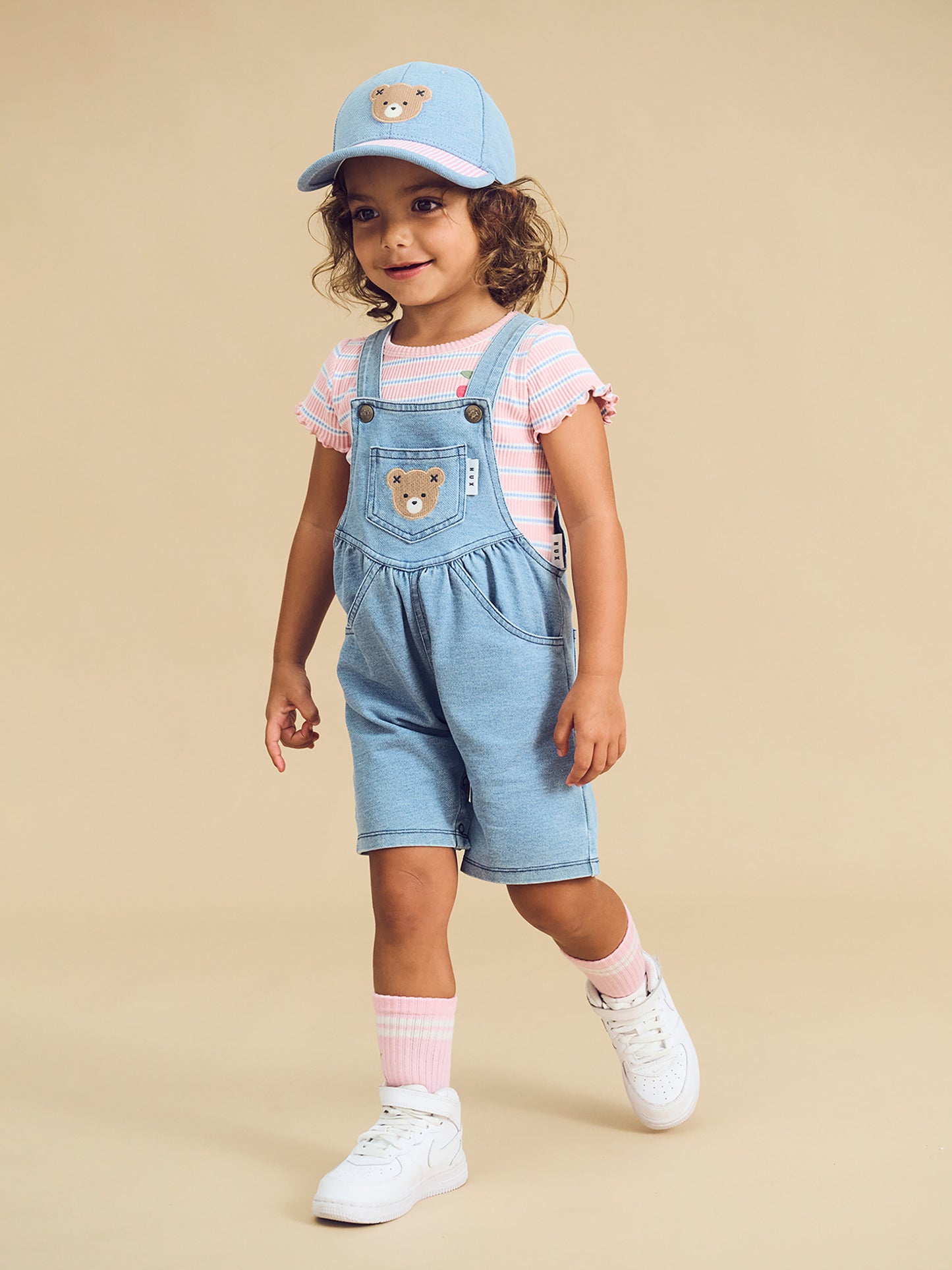 Huxbaby Knit Denim Short Overalls