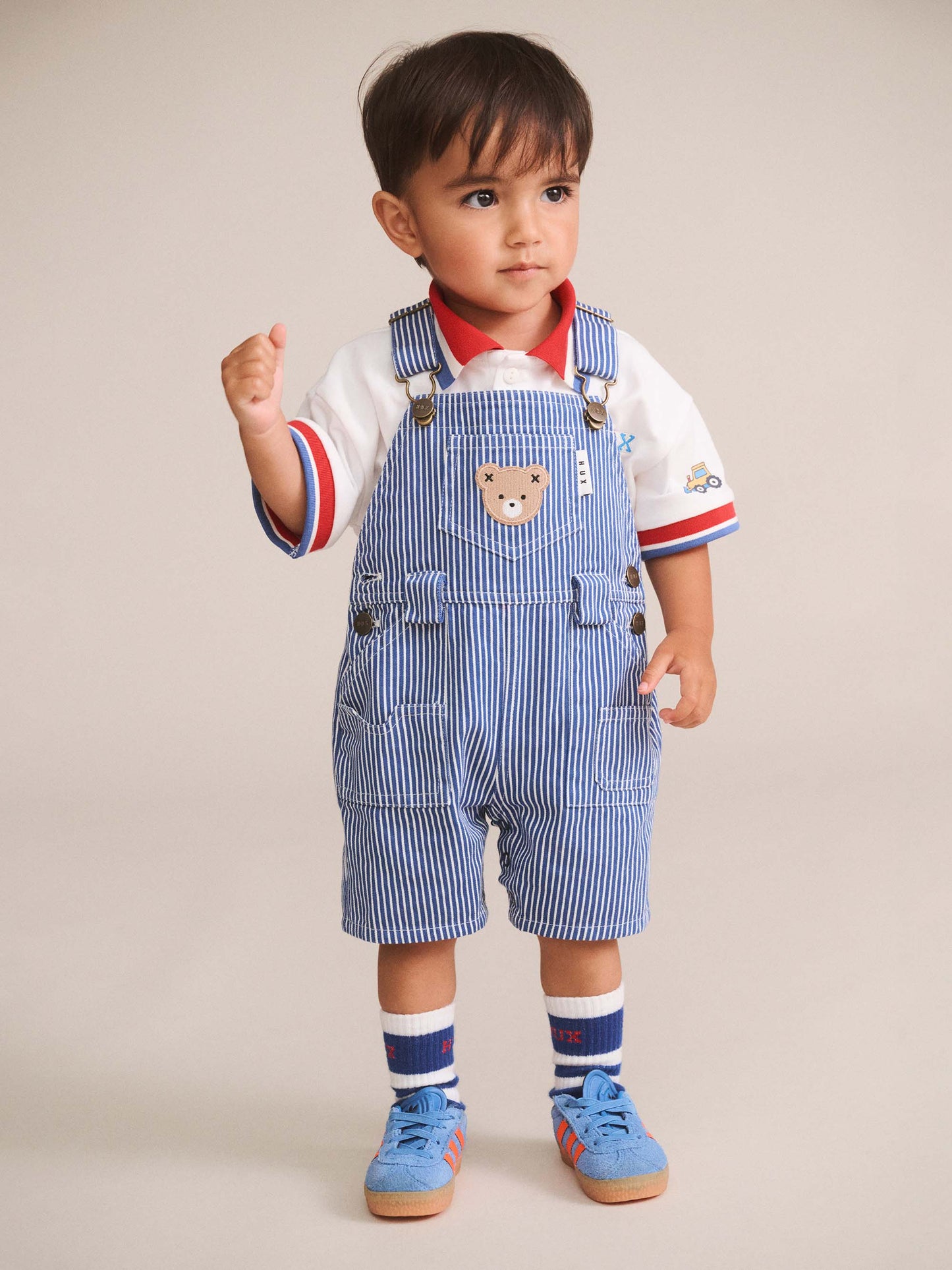 Huxbaby Cobalt Stripe Carpenter Shortall | Overall
