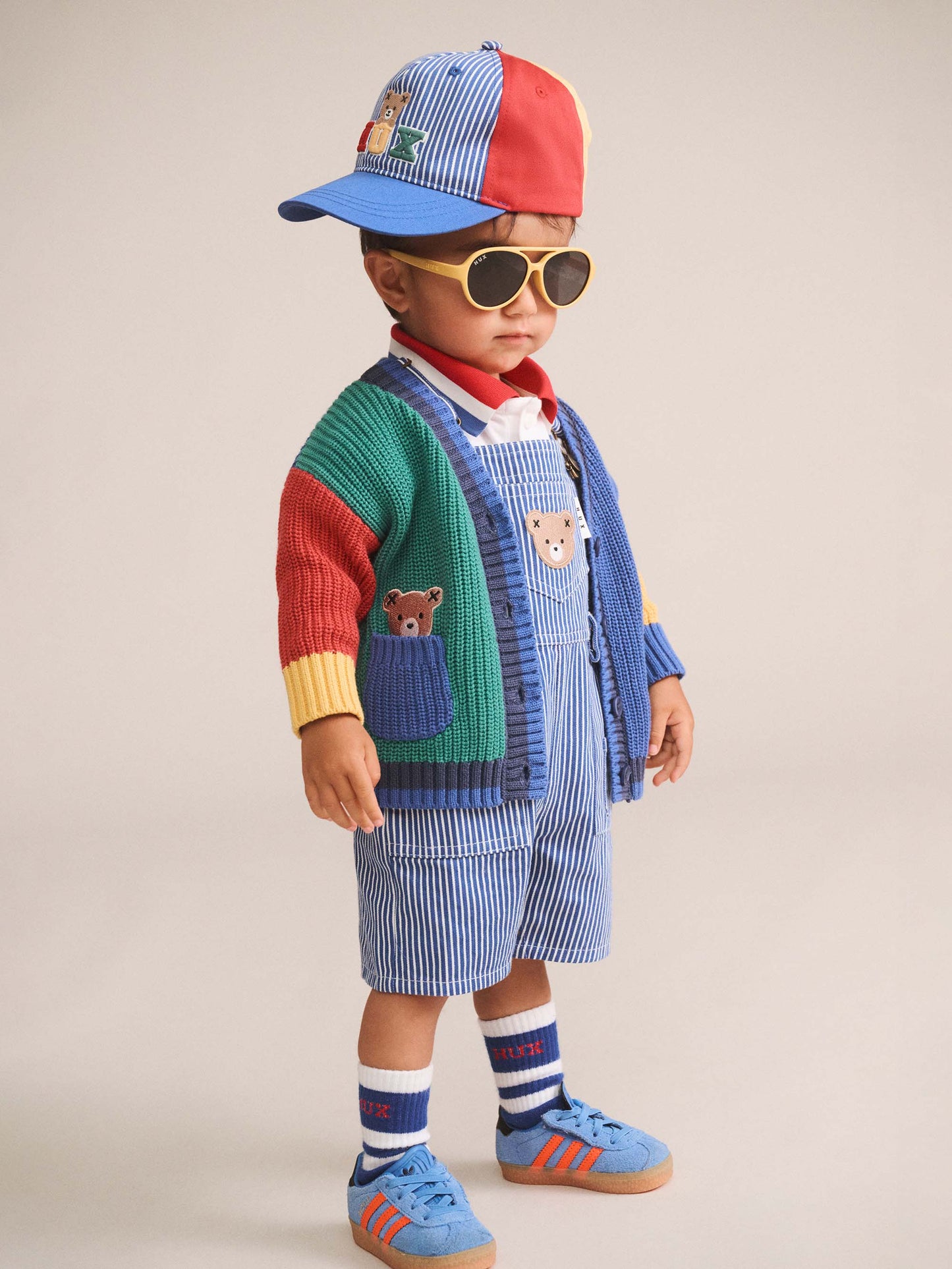 Huxbaby Cobalt Stripe Carpenter Shortall | Overall