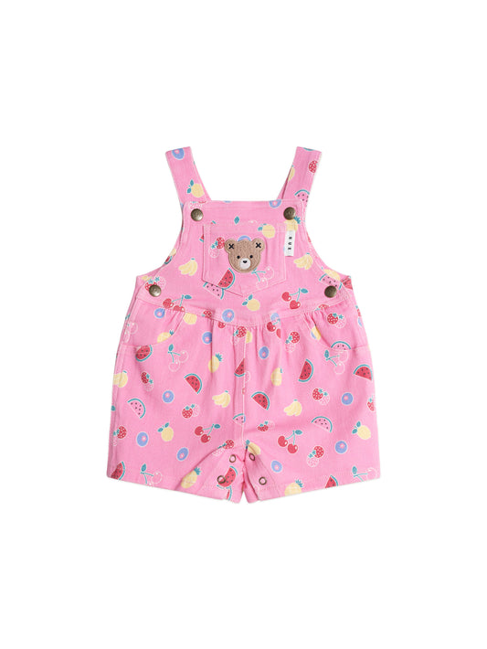 Huxbaby Pink Fruit Emoji Short Overalls