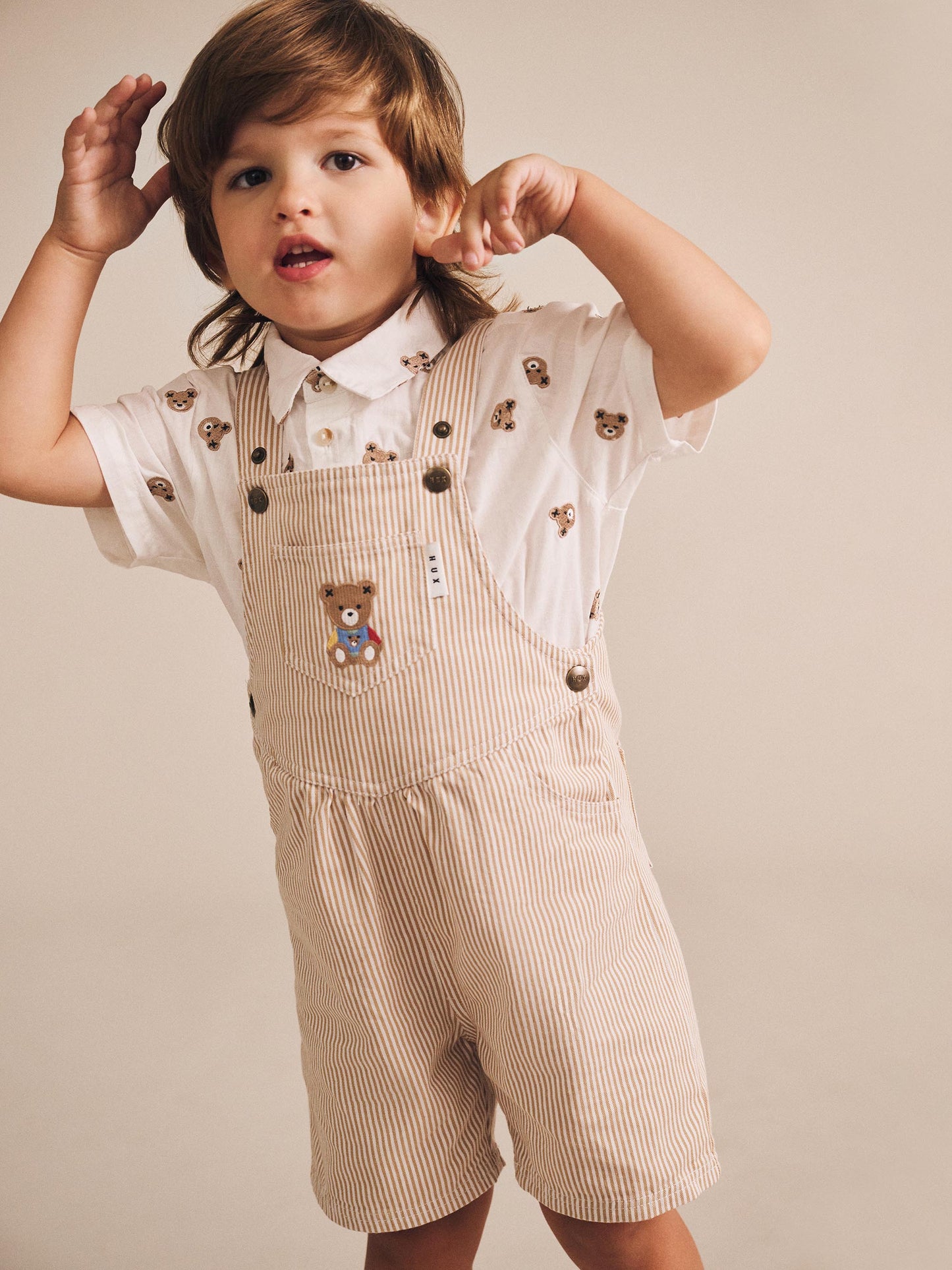 Huxbaby Sandbox Stripe Short Overalls