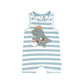 Huxbaby Construction Dino Stripe Sleeveless Romper Marine Blue/Almond Milk