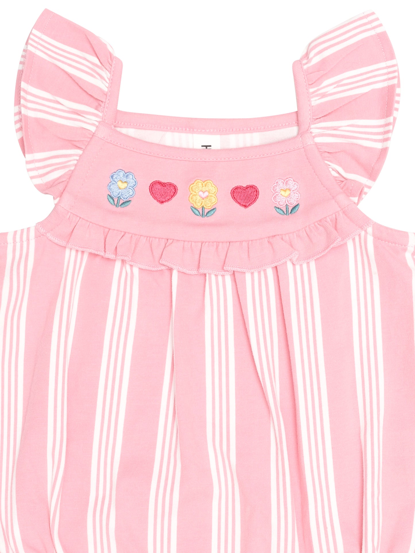 Huxbaby Floral Embroidery Stripe Playsuit Vintage Pink | Almond Milk