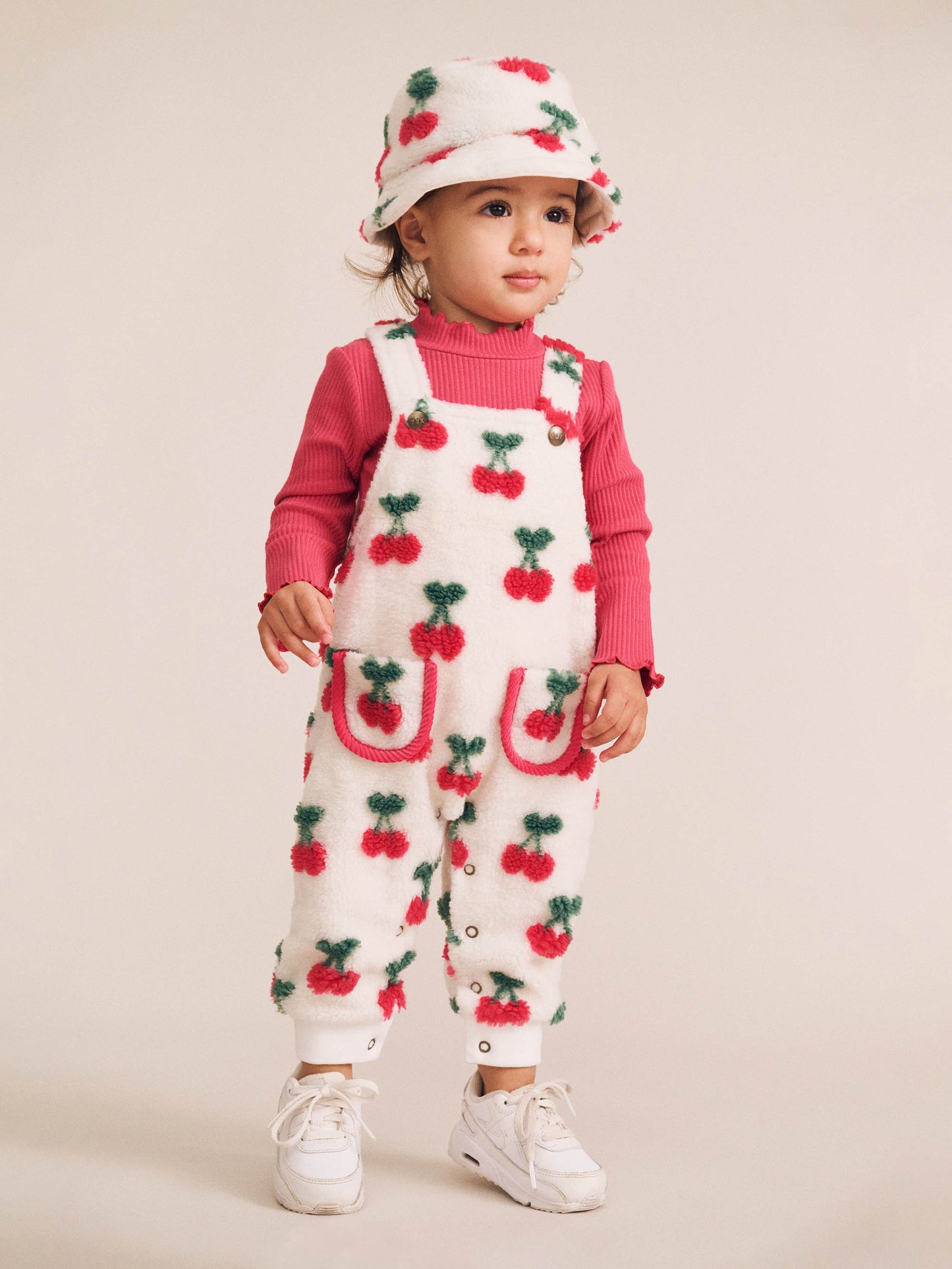 Huxbaby Very Cherry Sherpa Overalls