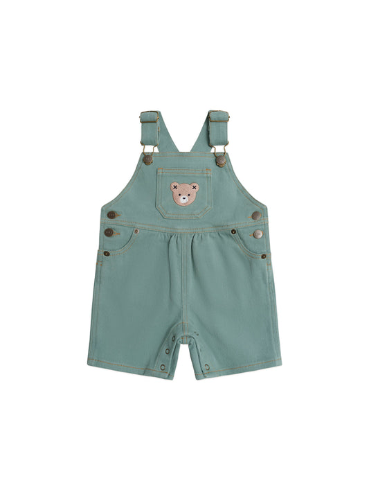 Huxbaby Denim Short Overalls Green