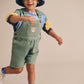 Huxbaby Denim Short Overalls Green