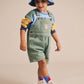 Huxbaby Denim Short Overalls Green