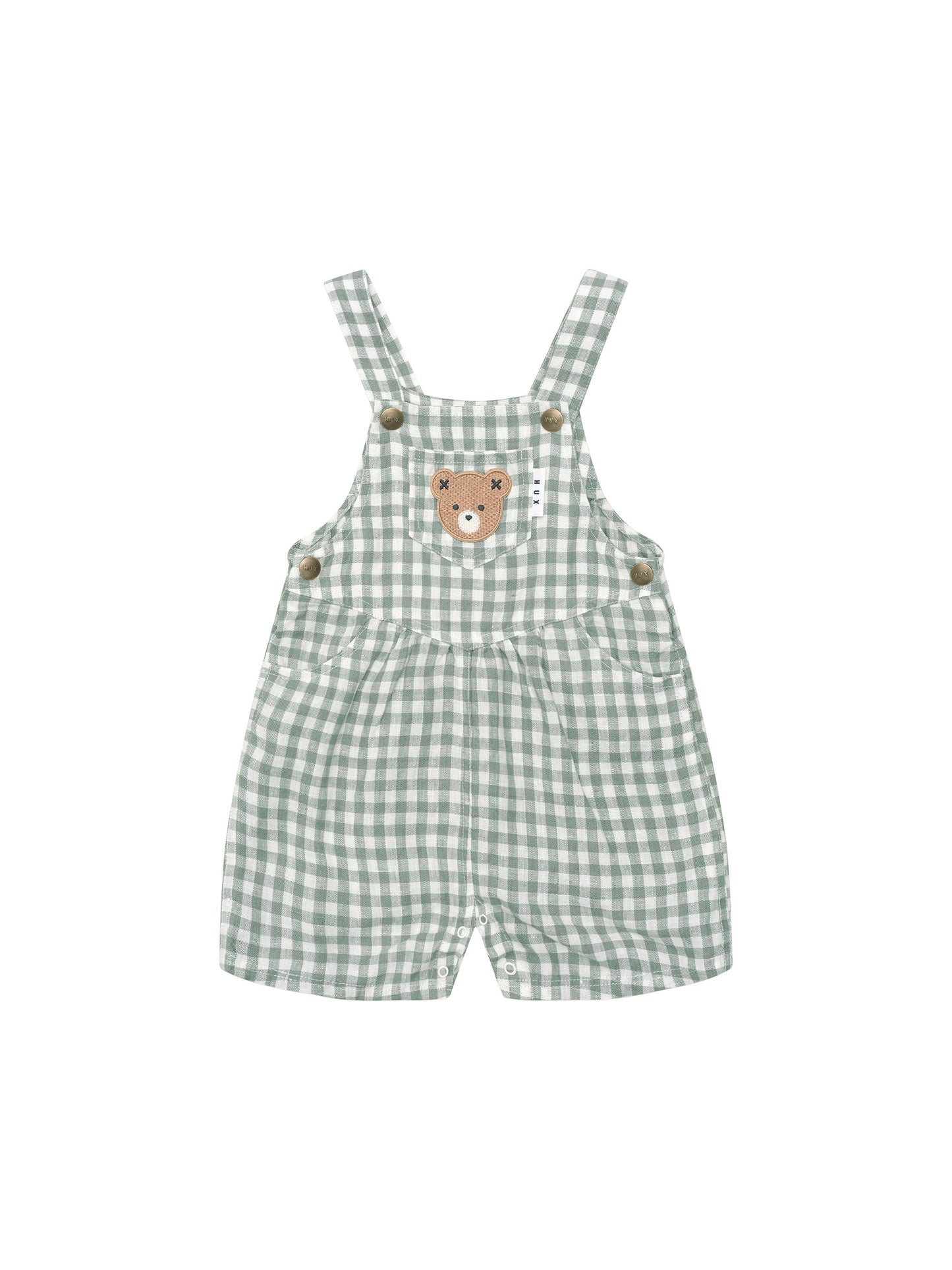 Huxbaby Huxbear Check Short Overall Almond Milk