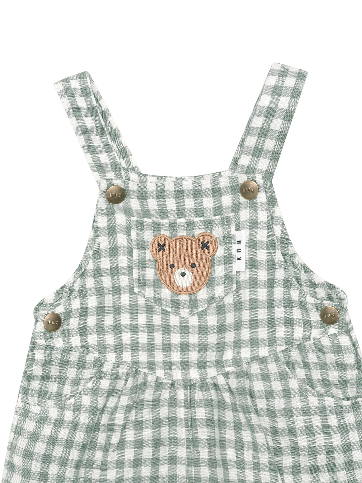 Huxbaby Huxbear Check Short Overall Almond Milk