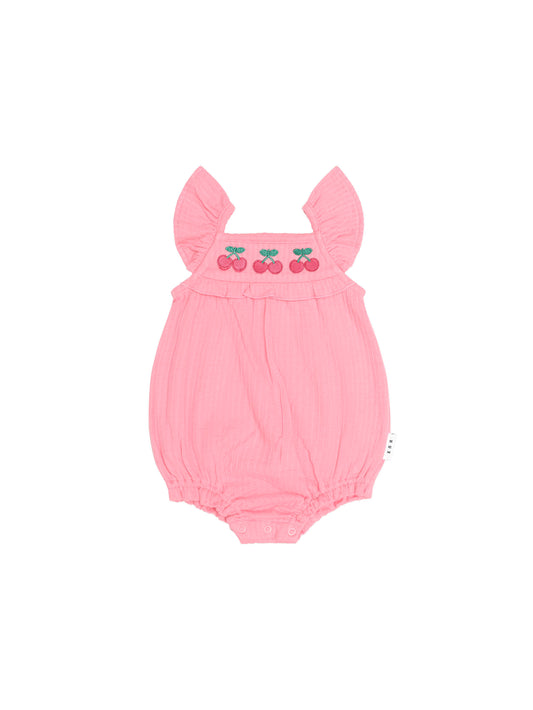 Huxbaby Cherry Embroidery Playsuit