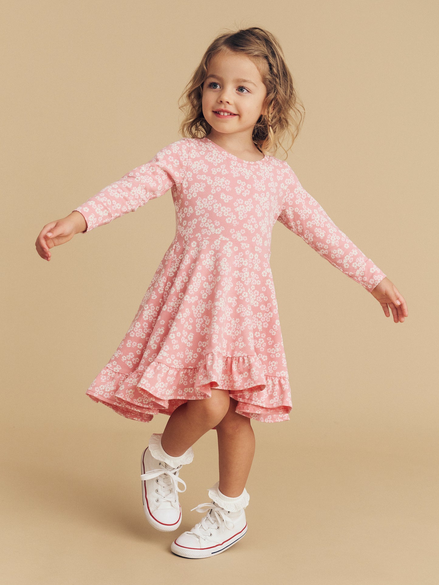 Huxbaby Peek a Boo Bunny Long Sleeve Swing Dress