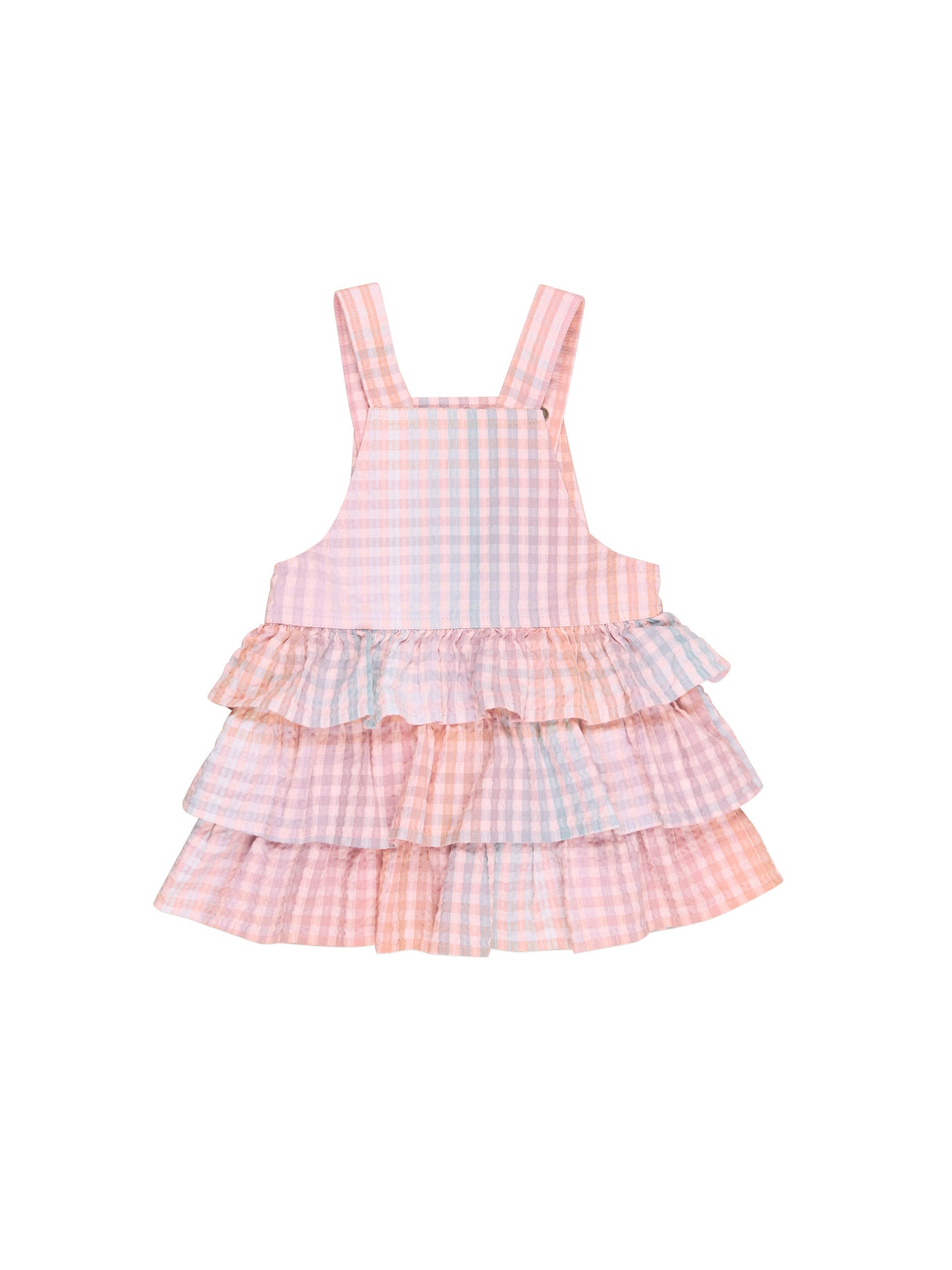 Huxbaby Rainbow Check Frill Overall Dress