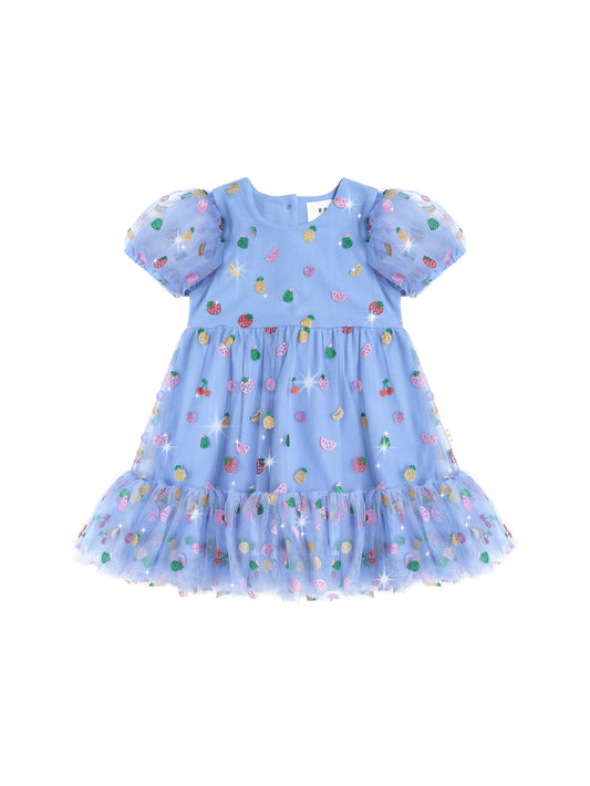 Huxbaby Fruit Salad Puff Sleeve Tulle Dress