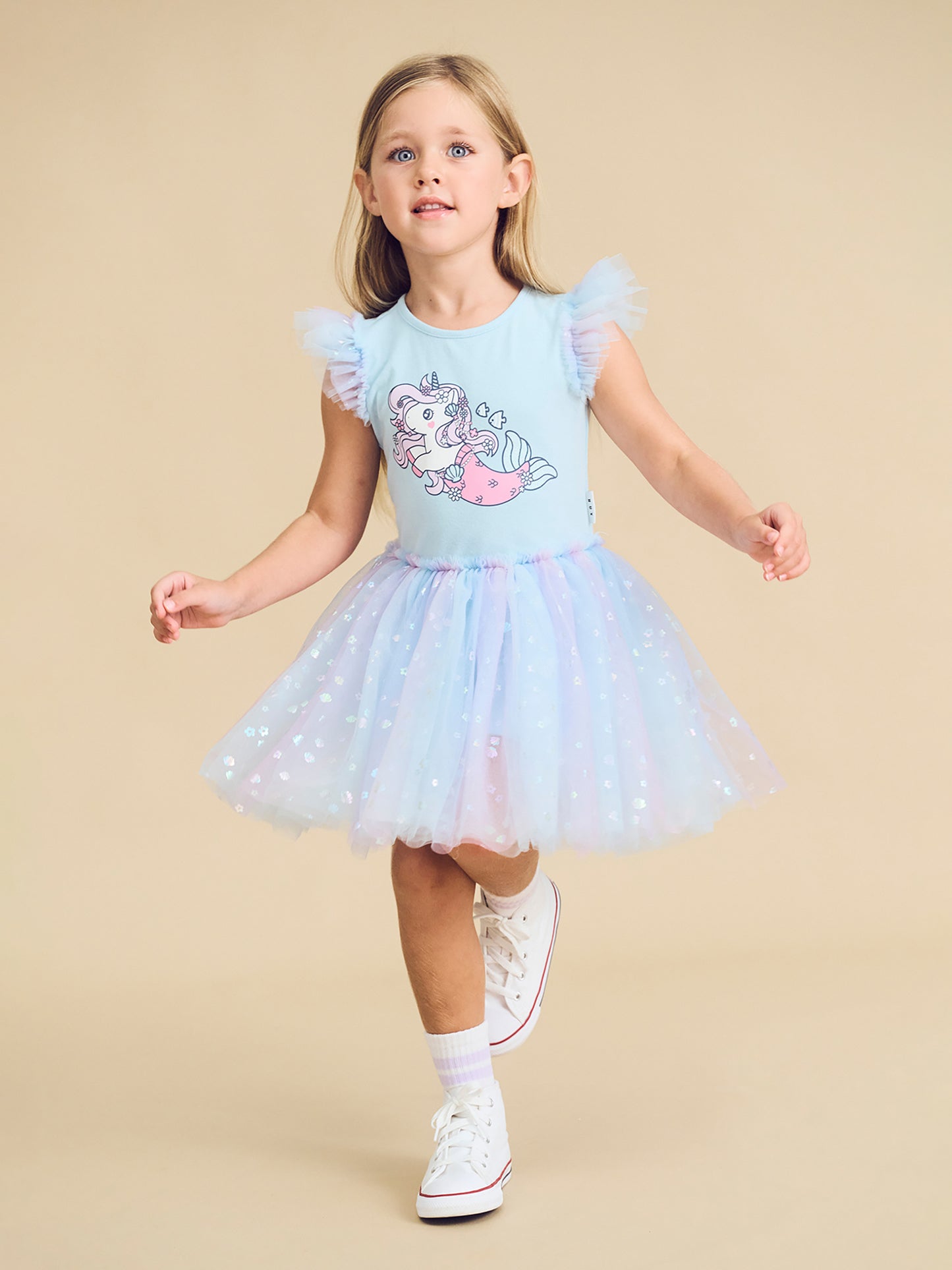 Huxbaby Daisy Seashell Ballet Dress Soft Aqua