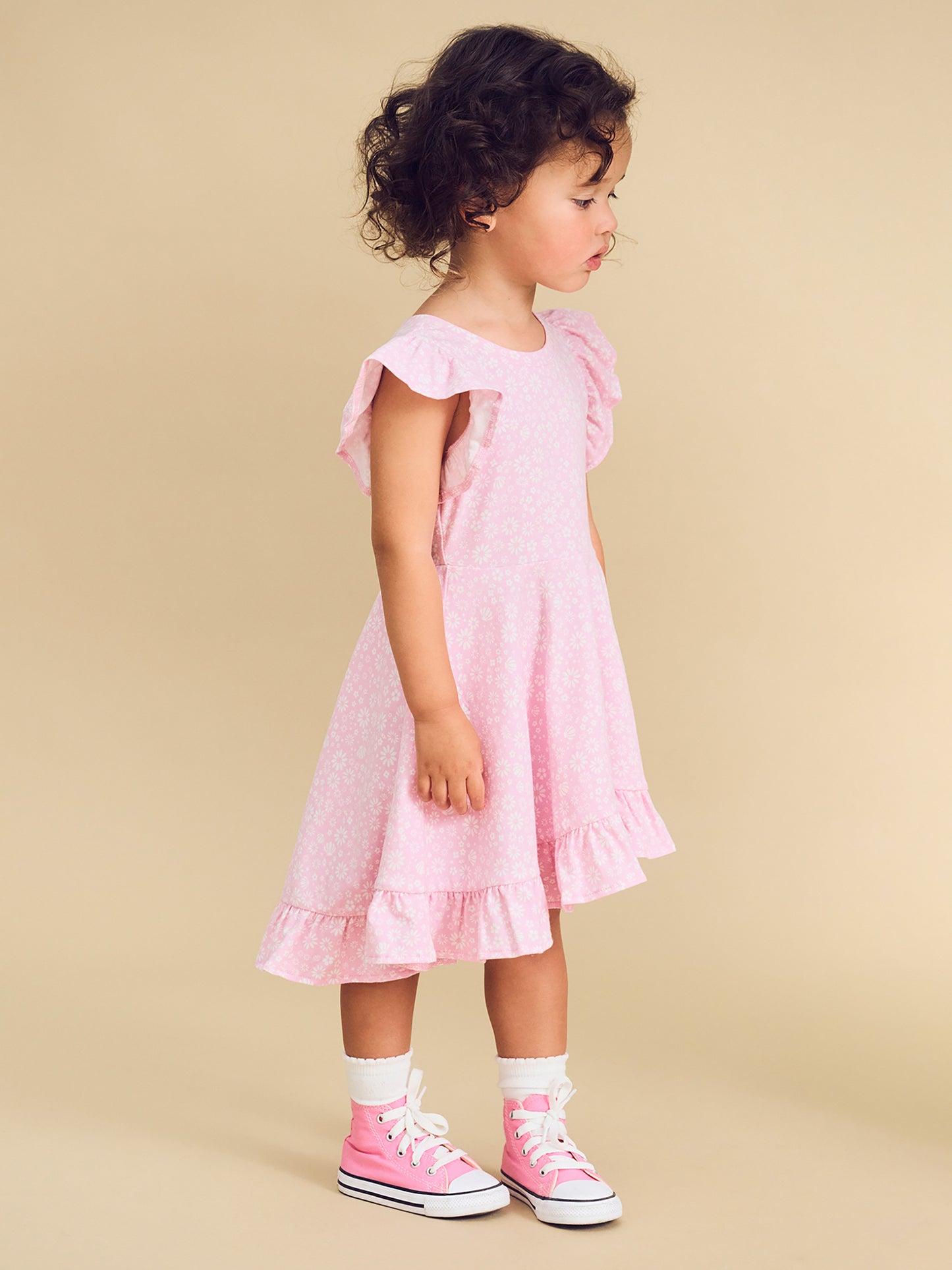 Huxbaby Daisy Seashell Frill Swing Dress Lilac Mist