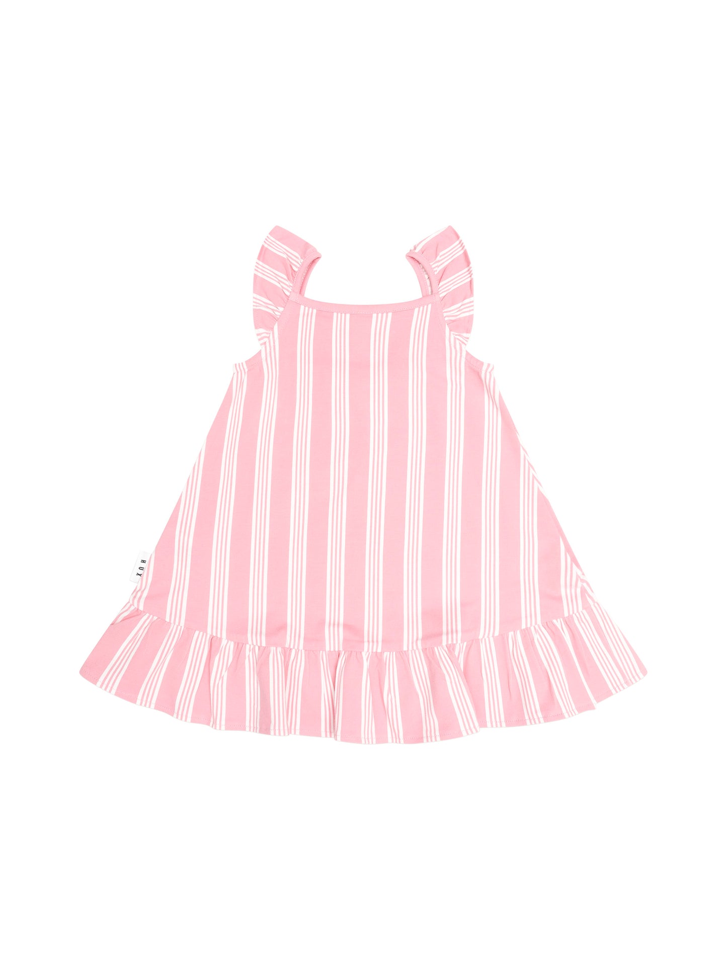 Huxbaby Floral Embroidery Stripe Dress Vintage Pink | Almond Milk