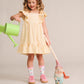 Huxbaby Flower Field Stripe Shirred Dress Golden | Almond Milk