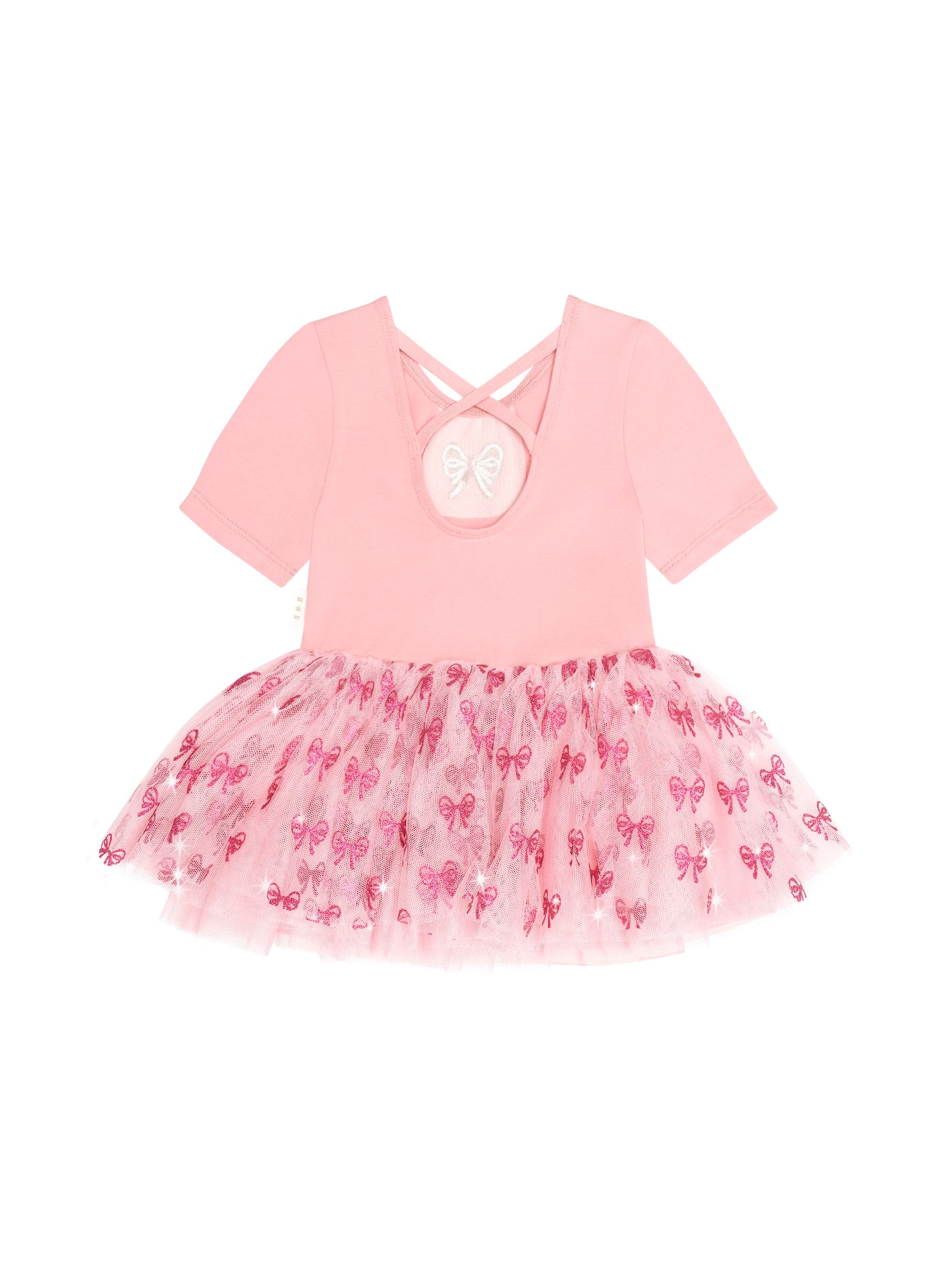 Huxbaby Glitter Bow Tutu Tulle Dress Vintage Pink