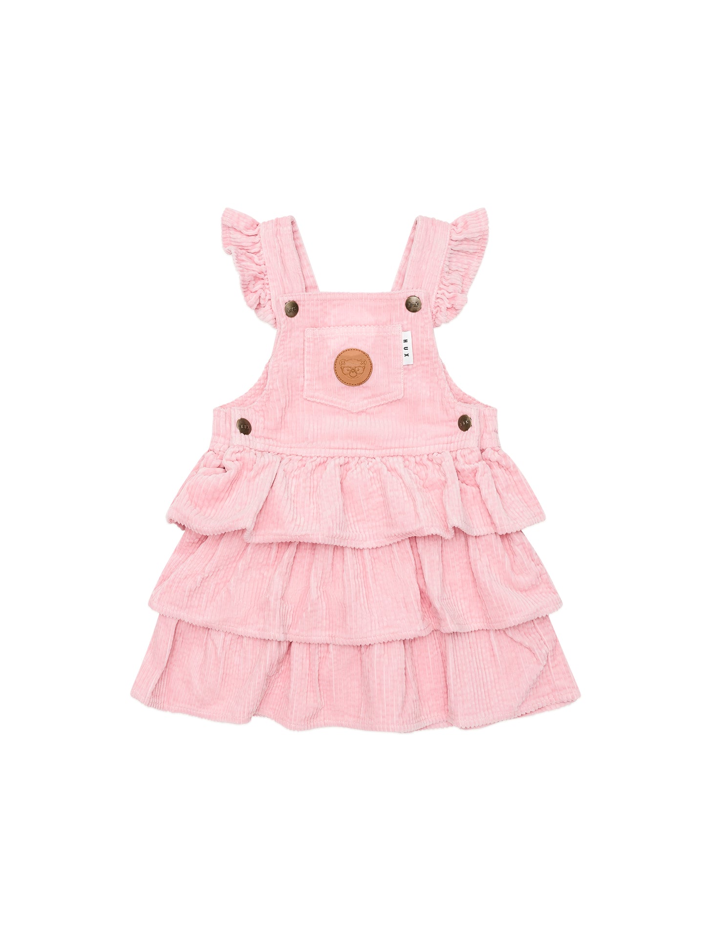 Huxbaby Blush Cord Tiered Overall Dress