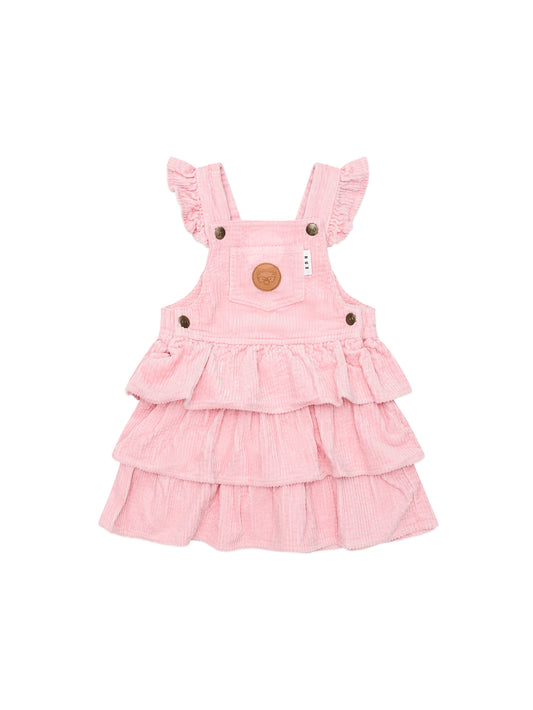 Huxbaby Blush Cord Tiered Overall Dress