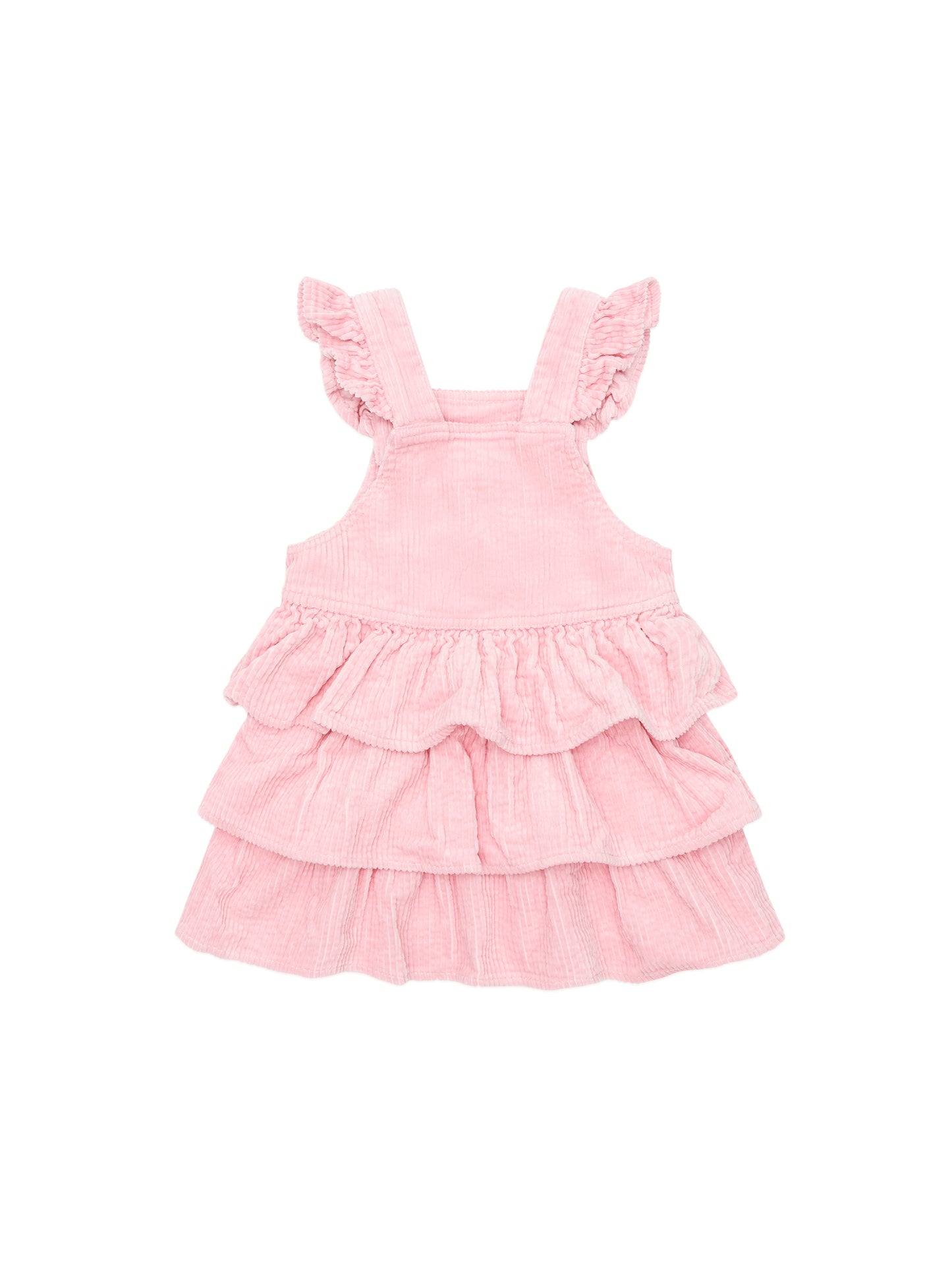 Huxbaby Blush Cord Tiered Overall Dress