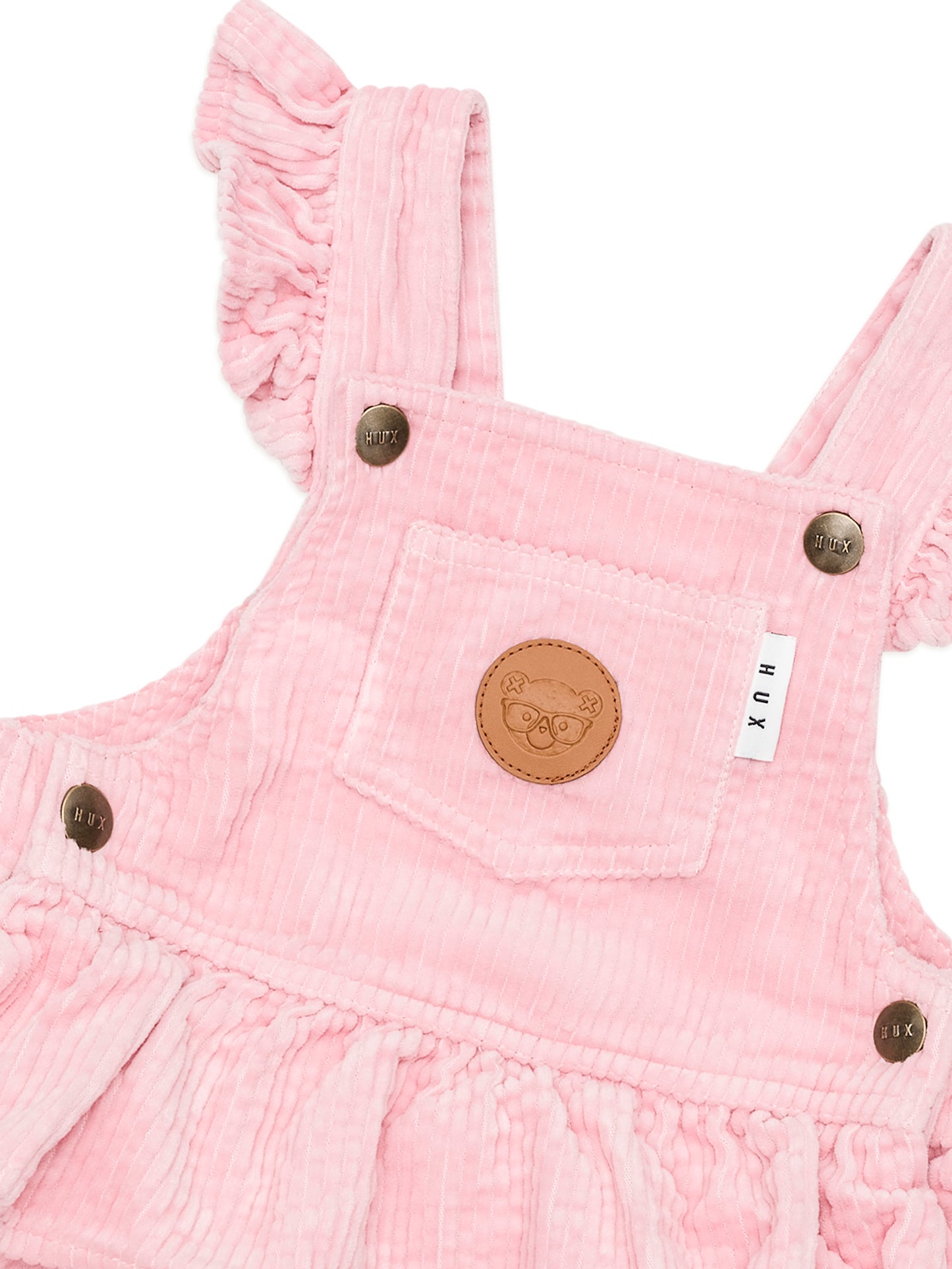 Huxbaby Blush Cord Tiered Overall Dress