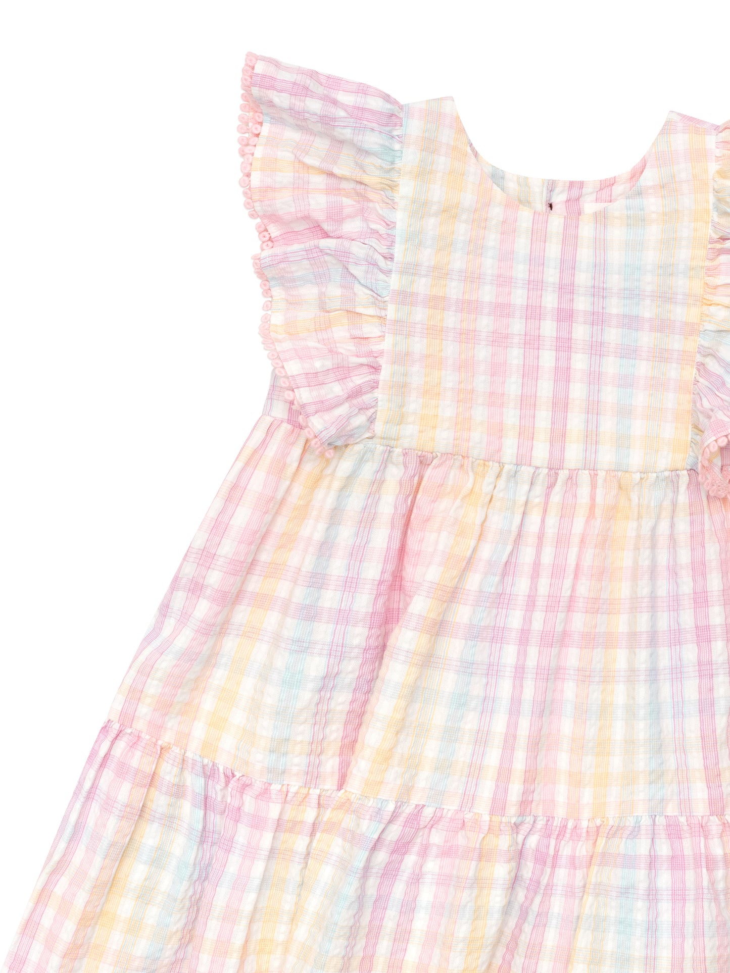 Huxbaby Rainbow Check Frill Dress Rainbow Check