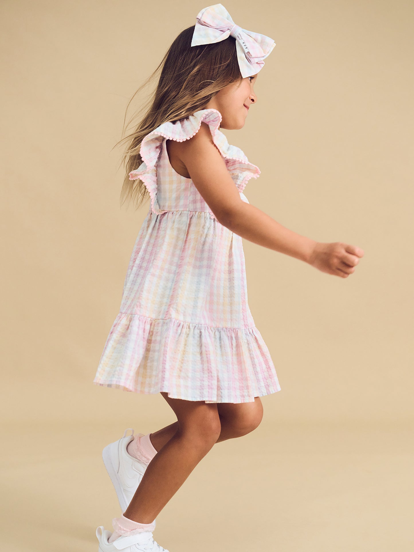 Huxbaby Rainbow Check Frill Dress Rainbow Check