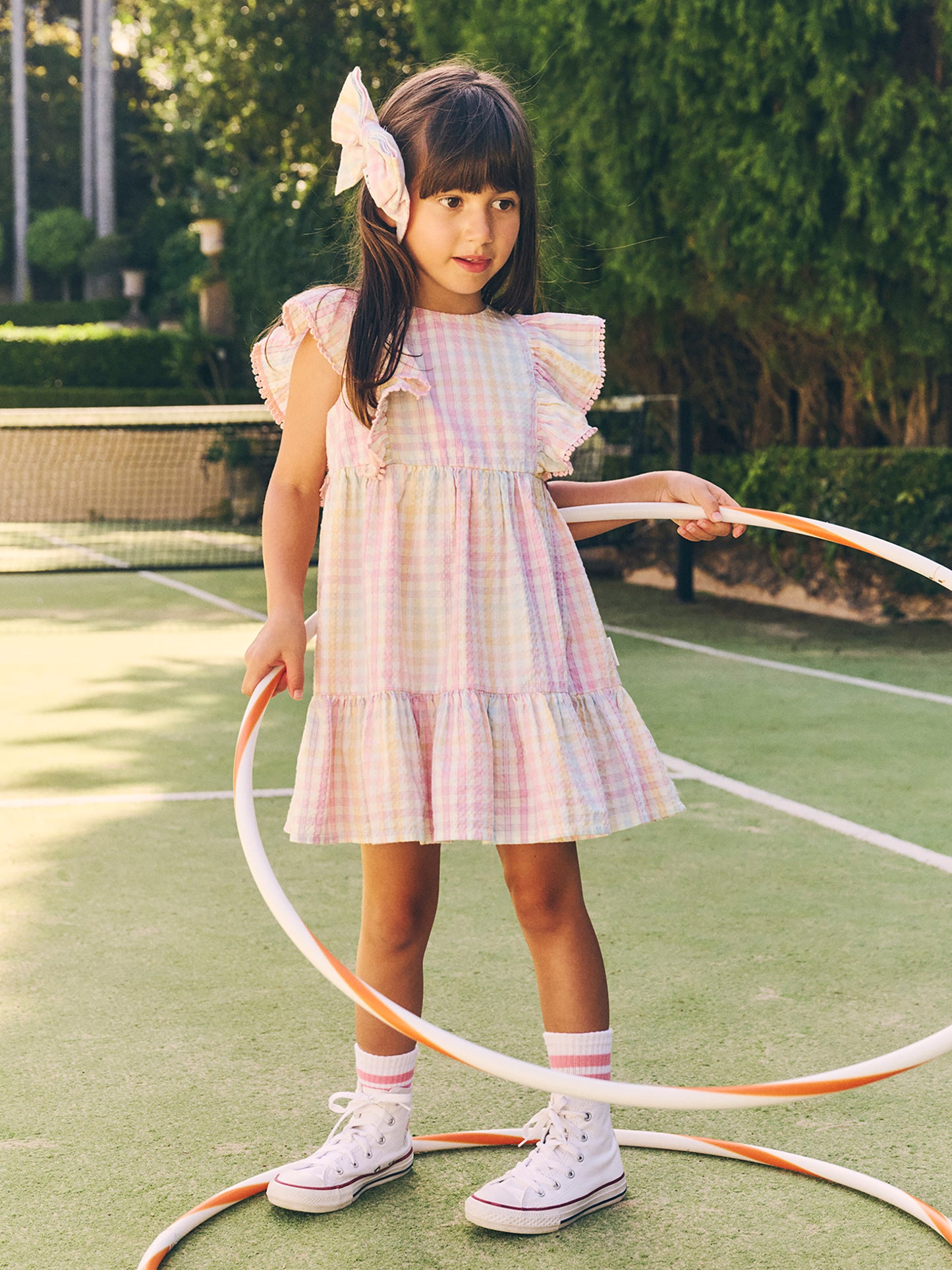 Huxbaby Rainbow Check Frill Dress Rainbow Check