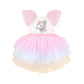 Huxbaby Unicorn Tiered Rainbow Party Dress Rainbow Almond Milk