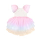 Huxbaby Unicorn Tiered Rainbow Party Dress Rainbow Almond Milk