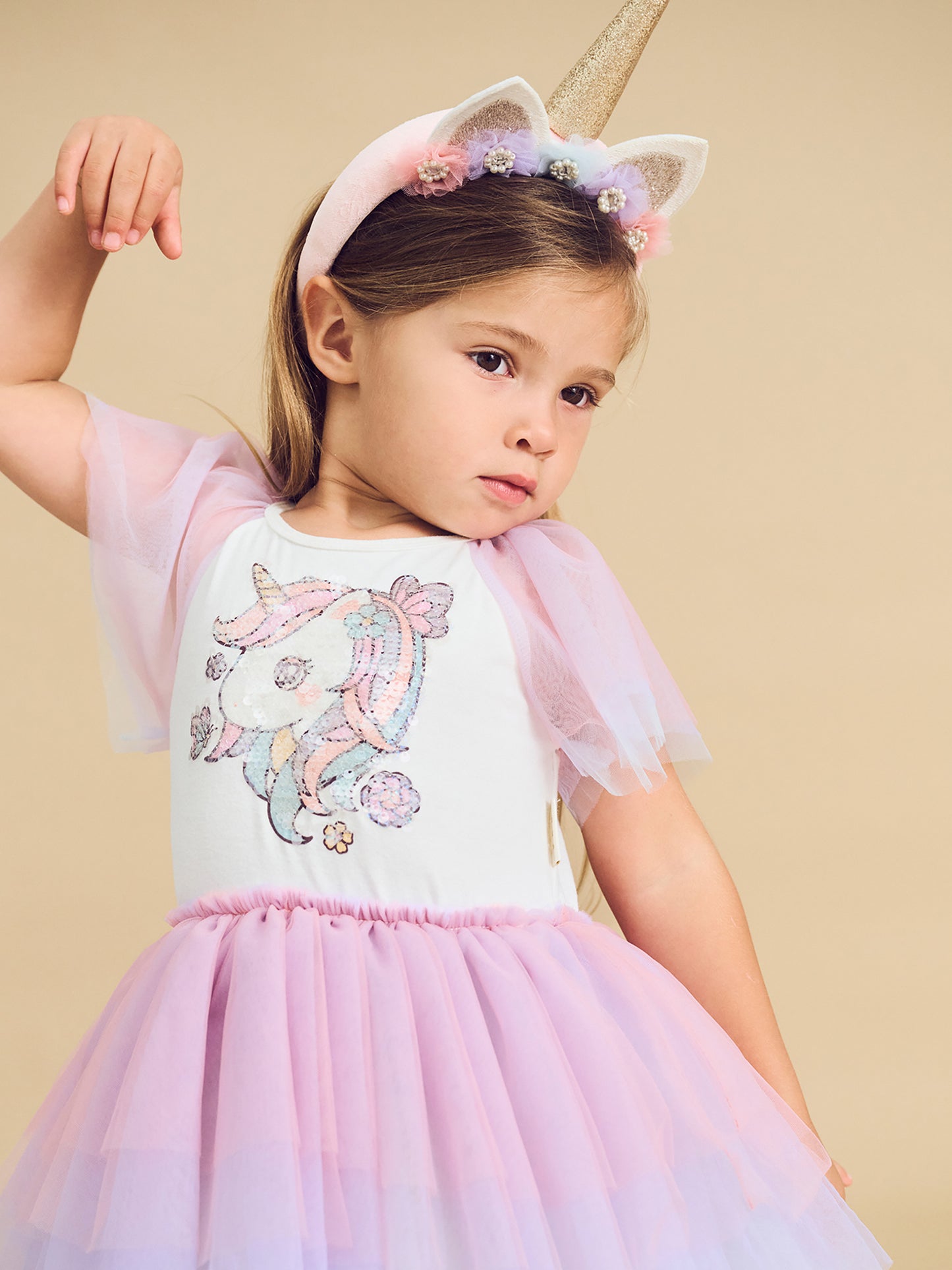 Huxbaby Unicorn Tiered Rainbow Party Dress Rainbow Almond Milk