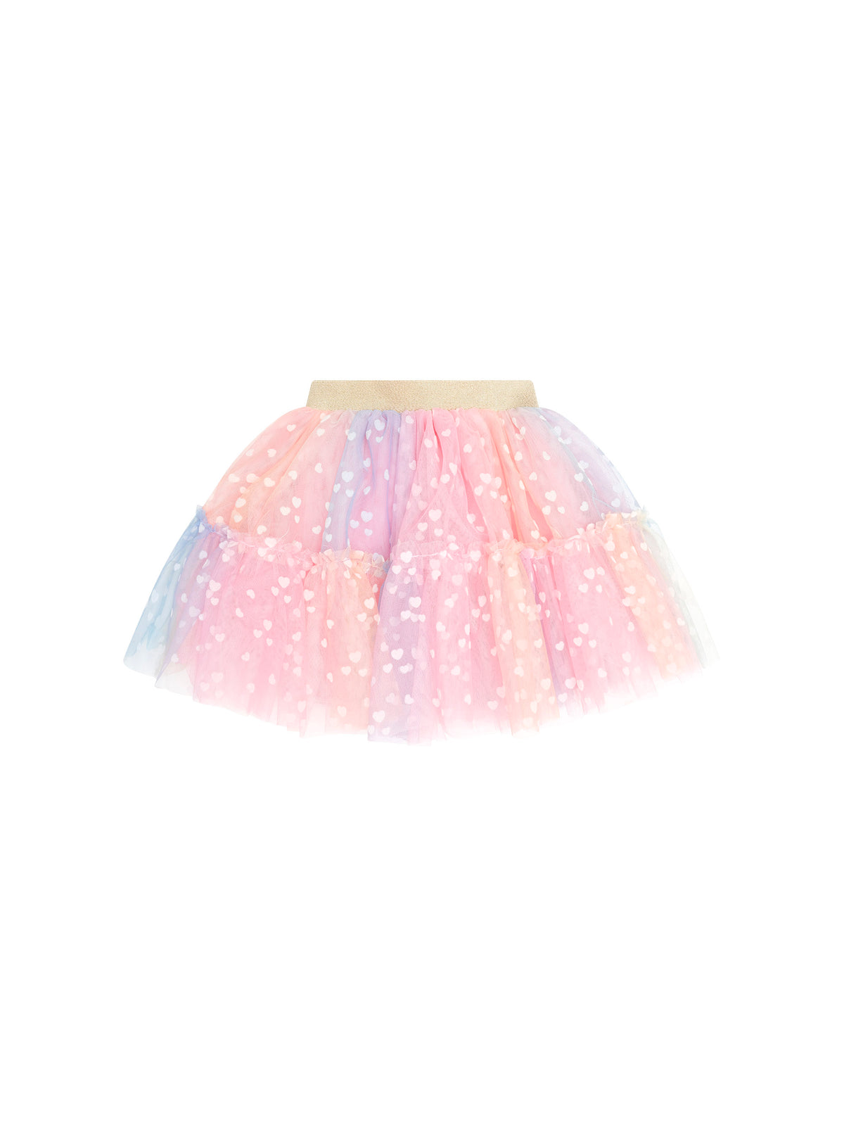 Huxbaby Rainbow Flocked Hearts Tiered Skirt