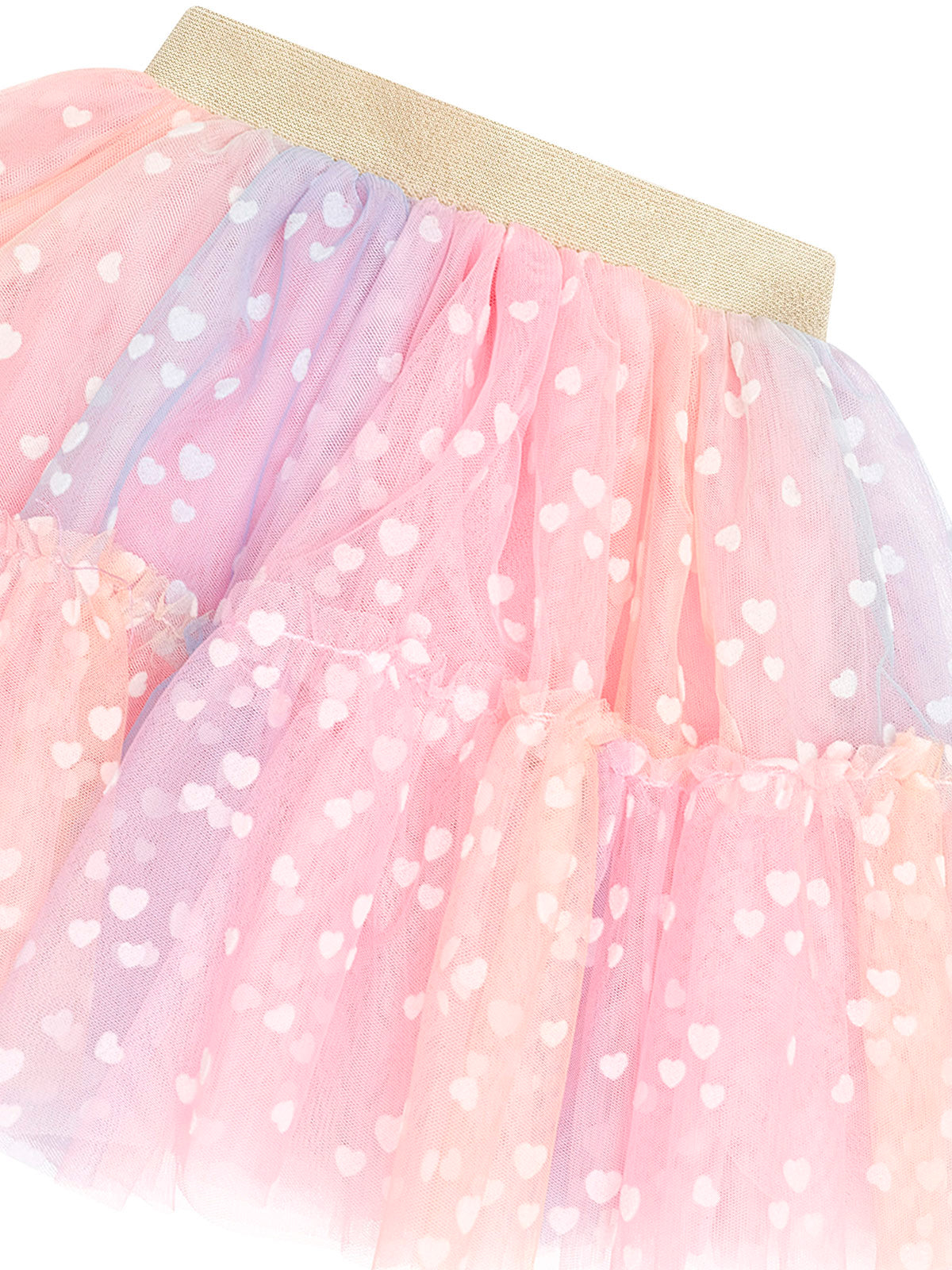 Huxbaby Rainbow Flocked Hearts Tiered Skirt