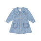 Huxbaby Vintage Bow Collar Denim Dress